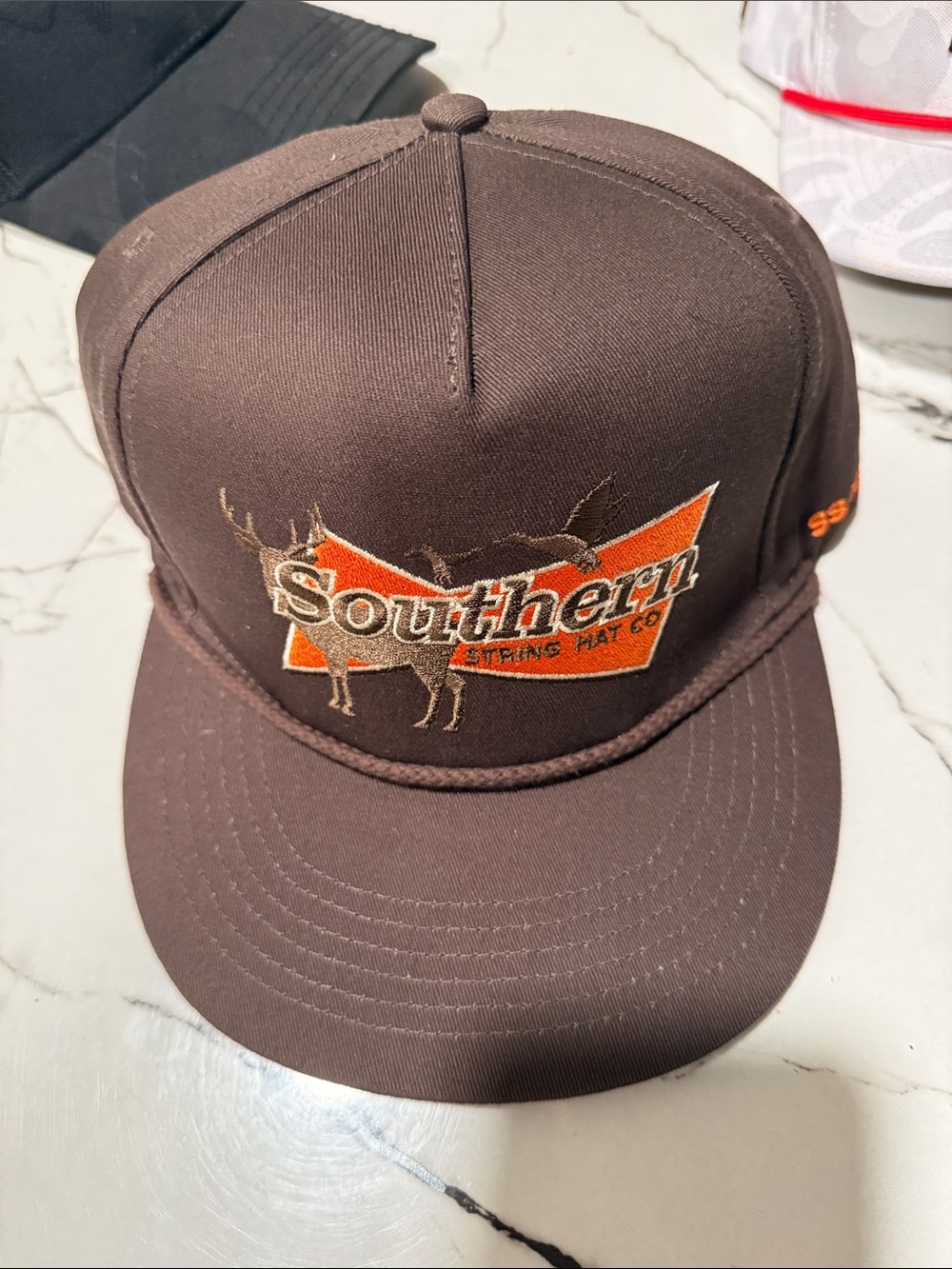 Volcom Brown Snapback Hat with Orange Accent